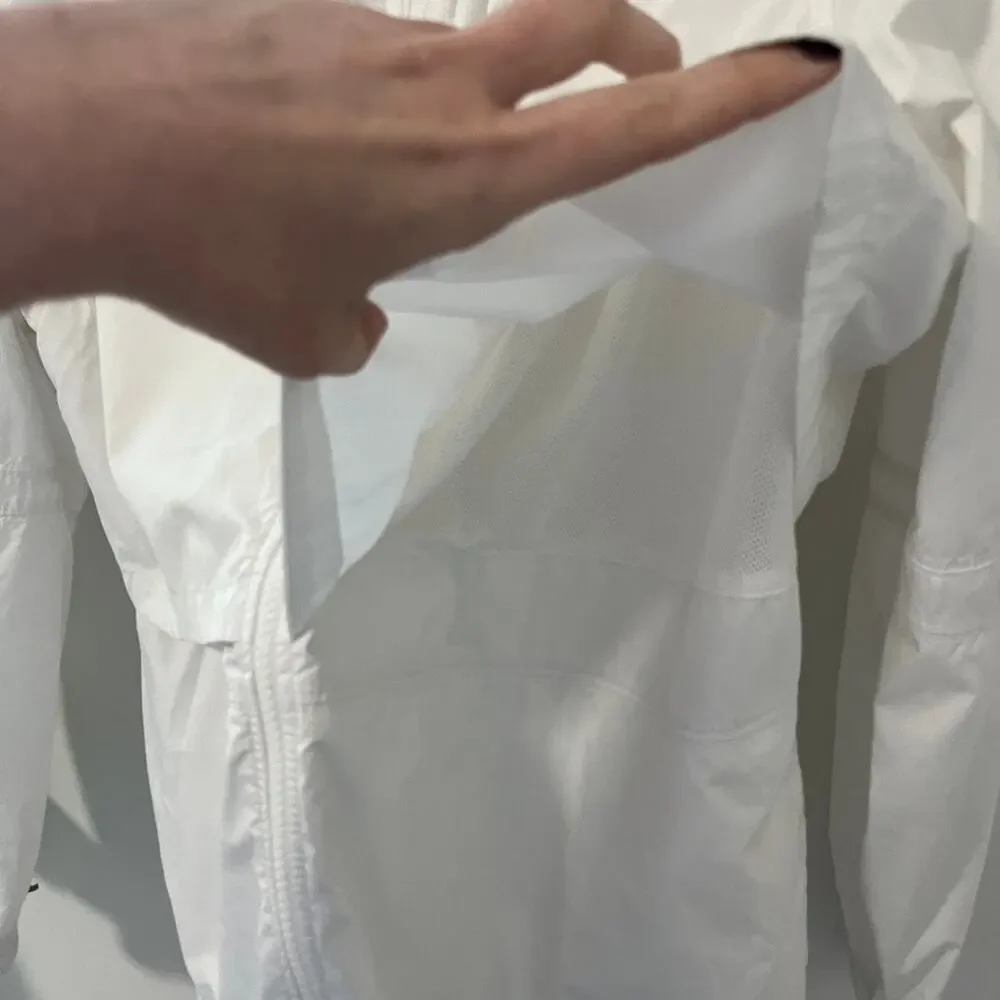 Nike White Woven Windbreaker Jacket Size Medium